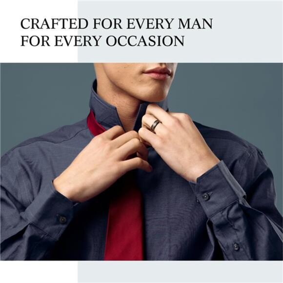 7mm 8mm Black Mens Wood Ceramic Ring Wedding Band Polished Finish Brown Wood - Picture 5 of 7